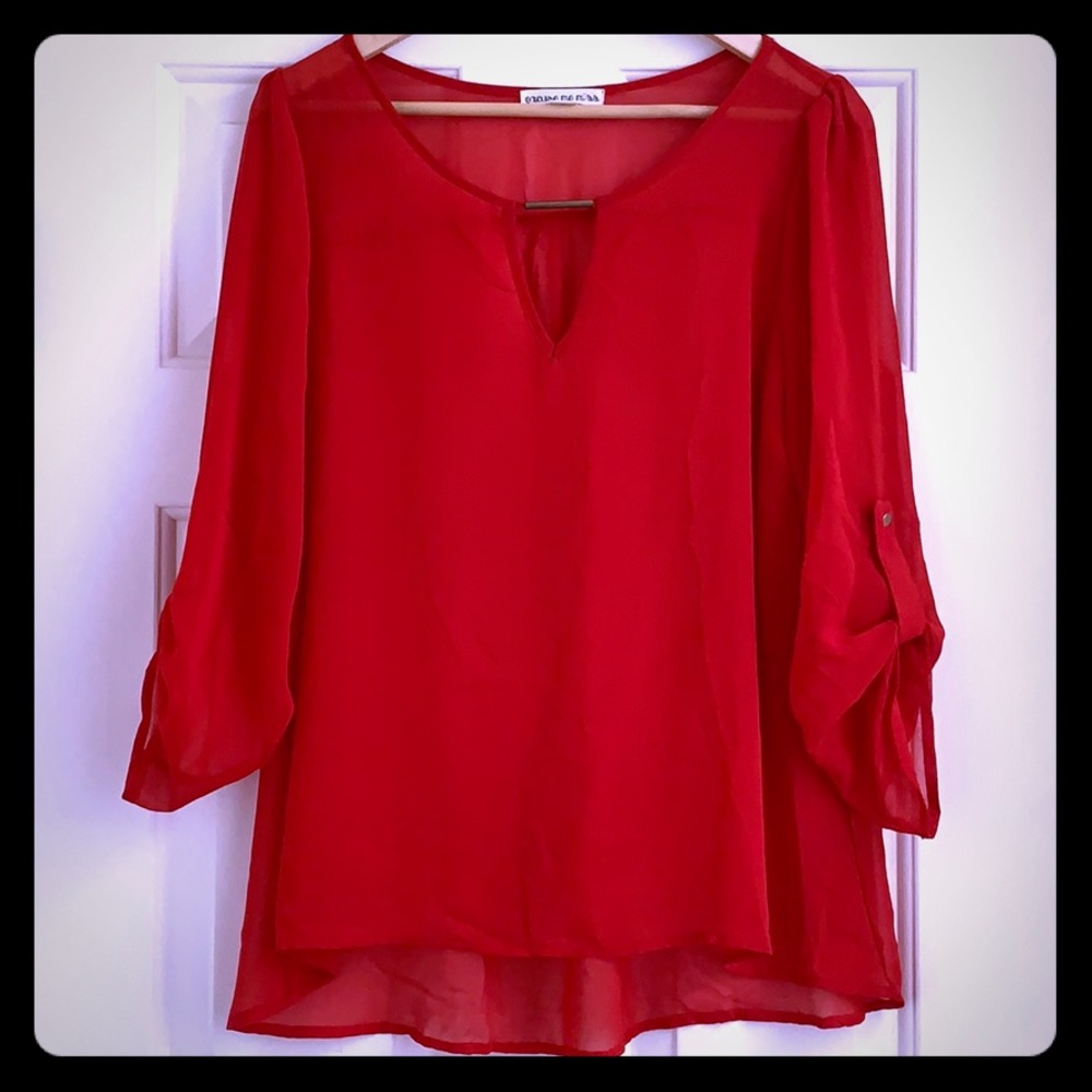 Red Blouse with Keyhole Neckline - NWOT